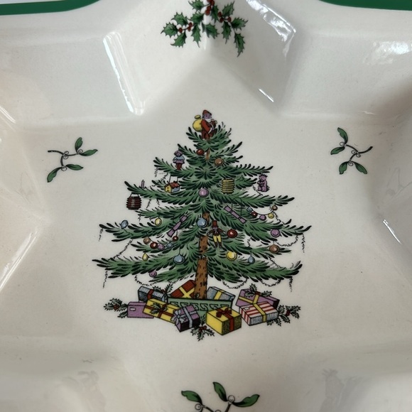 Spode Christmas Tree England star shape serving dish hors d’oeuvres plate cream - Picture 4 of 15